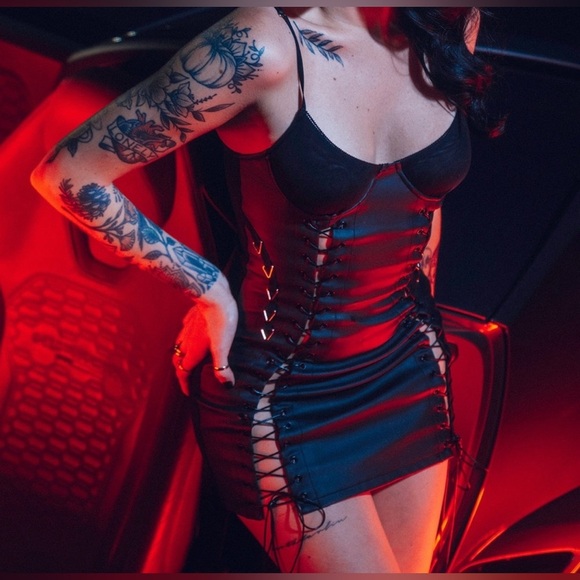 VALENTINA VOIGHT Cleo Cactus Leather Dress - Picture 1 of 7